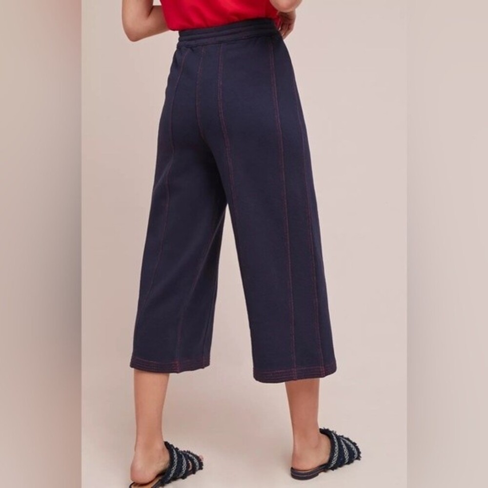 Anthropologie Saturday Sunday Muse Wide-Leg Navy Blue Terry Pants Size Small - Picture 2 of 12